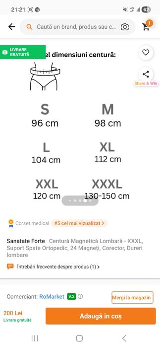 Centura magnetica marimea M