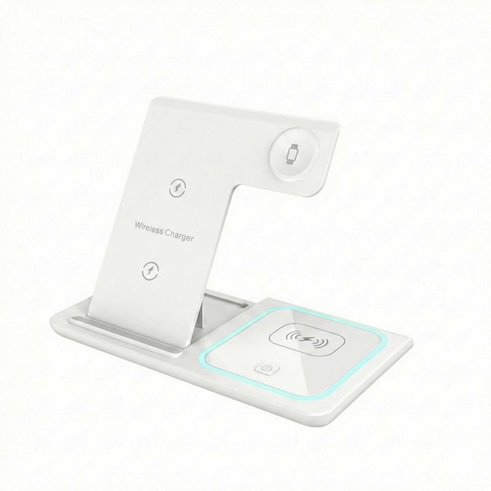 Statie Incarcare Wireless 3-in-1 Pliabila Wyred by Monga Qi 15W Alb