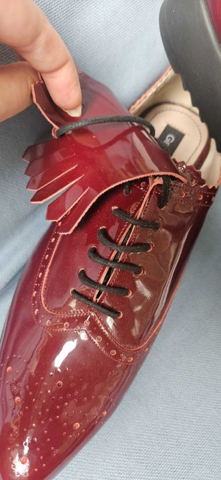 Pantofi Loafers culoare bordo cu ciucure decorativ, piele naturala, 37