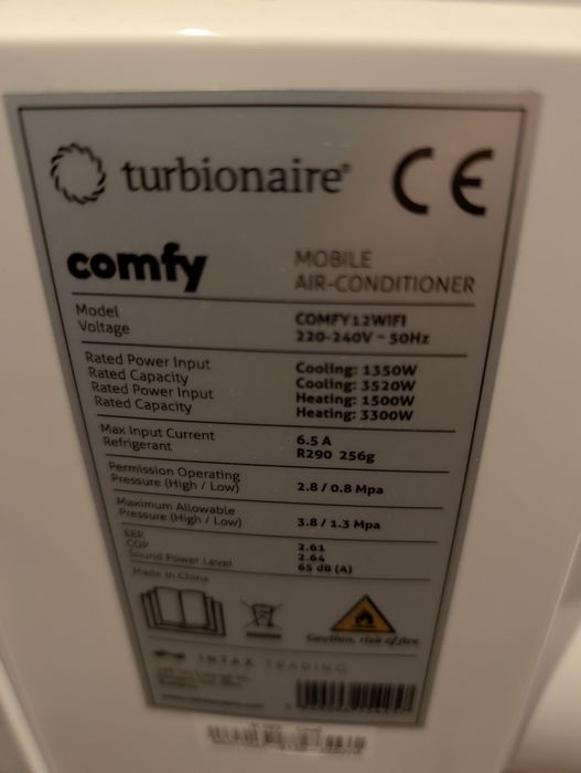 Aparat aer condiționat portabil Turbionaire Comfy, 12000 BTU, WiFi