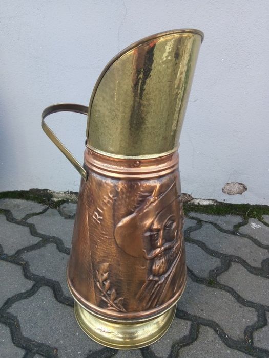 Elegant suport antic pentru bastoane, umbrele din cupru și alama ,pies