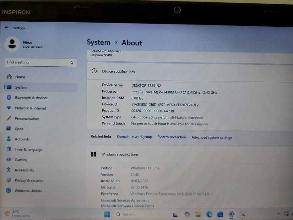 Laptop Dell Inspiron n5110 Windows 11 licenta i5 8GB RAM SSD Sams 500G