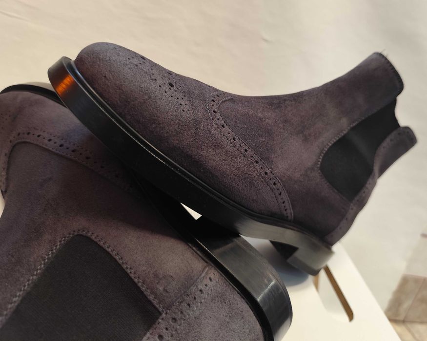 Ghete chelsea brogue 40 40.5 de lux TOD'S piele naturala premium suede