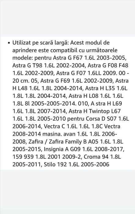 Bobina inducție Opel 1.6,1.8L