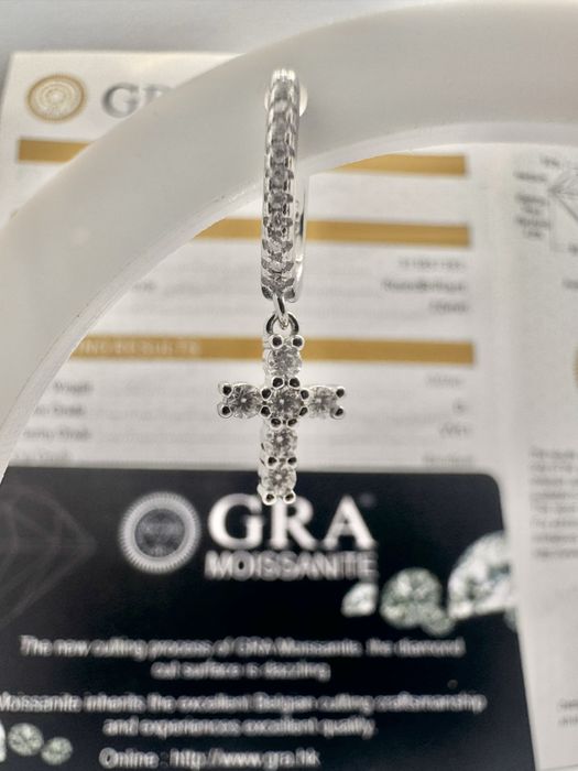 Сребърни обеци кръстчета с мойсанит (Диамант)