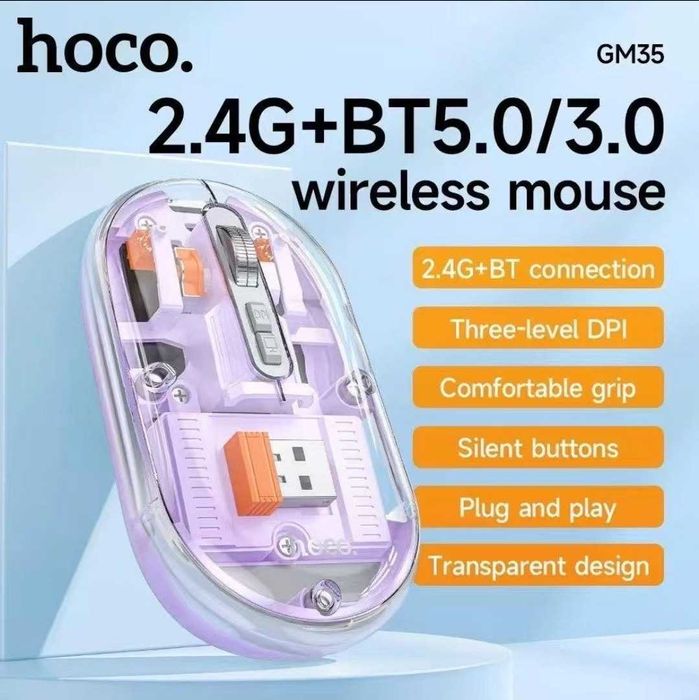 Hoco GM35 Бесшумная беспроводная мышь с двумя режимами работы 2.4G+BT