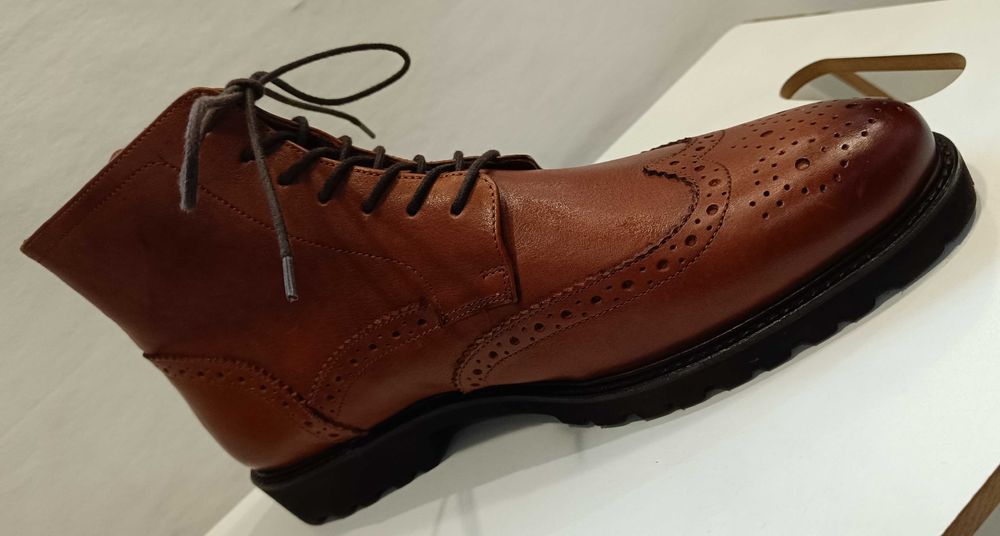 Ghete lace up brogue 45 de lux BOCAGE NOI piele naturala moale
