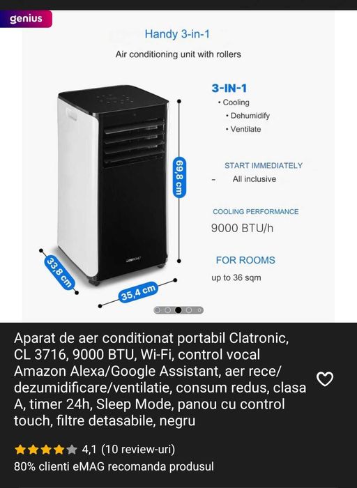 Aparat de aer conditionat portabil