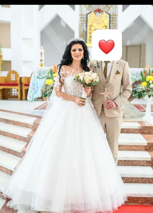 Rochie mireasă prințesă unicat, mărime 36-38, trenă + accesorii inclus