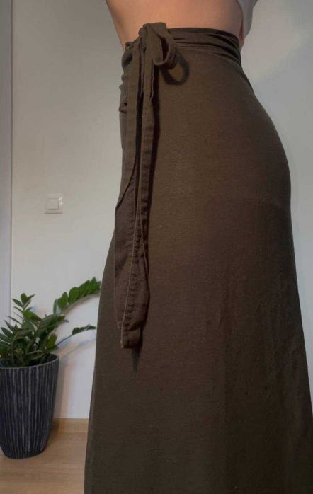 Ленена пола в тъмно-зелен цвят, размер XS-S