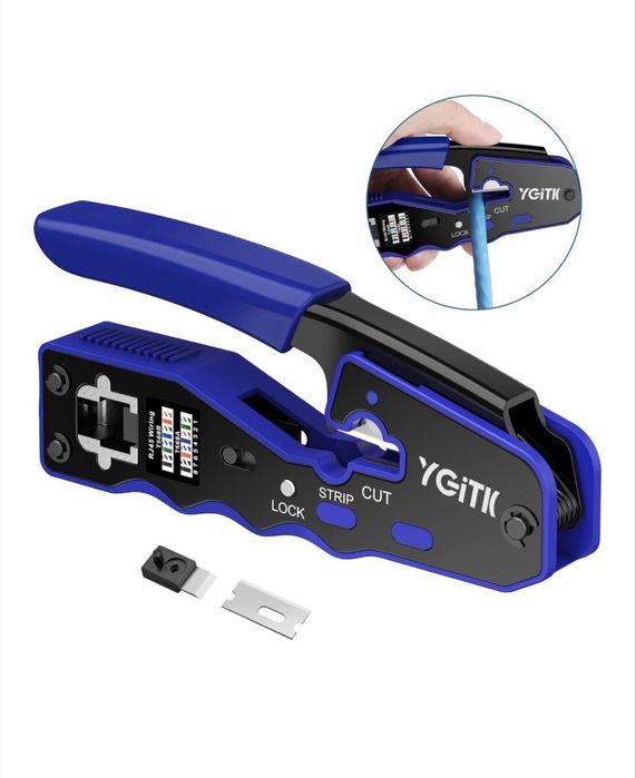 Kit sertizare RJ45 YGiTK 3 în 1, Cat5/5e/6, 50 conectori inclus