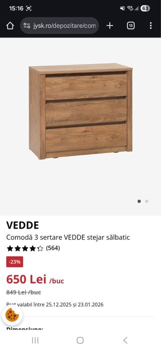 Dulap + comoda cu sertare jysk