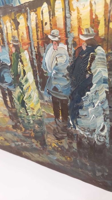 Tablou pictat manual- peisaj citadin interbelic