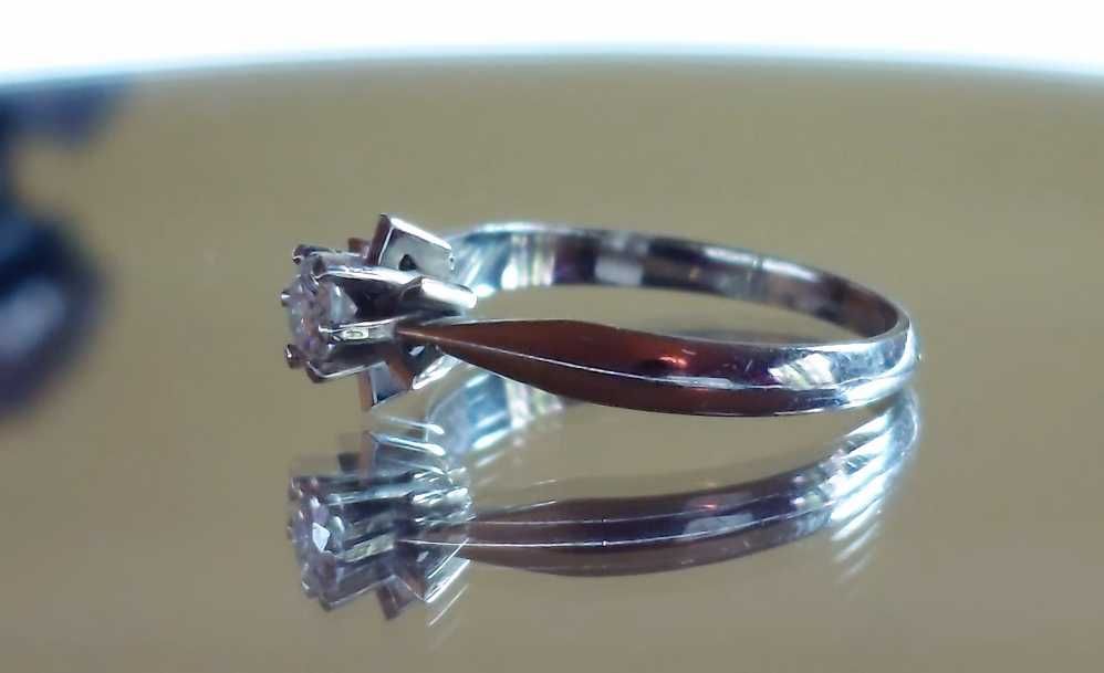 Inel logodnă aur alb 18K, diamant 0.25 ct – mărime 56, 2.5 g