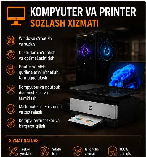 "Windows/Linux o'rnatish va kompyuterni tozalash"