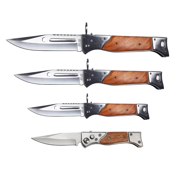 Set 4 briceaguri vanatoare, Ak System, otell, maro, teaca inclusa