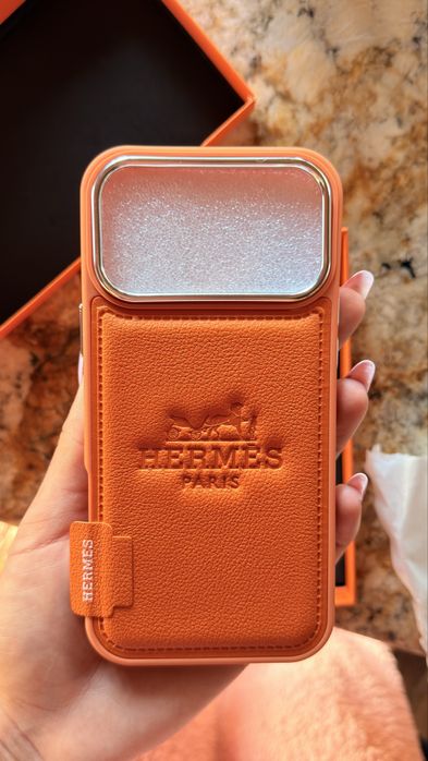 Husa Hermes in cutie black/orange iphone 17 Pro MAX, 17 PRO, 16, 16 PRO MAX