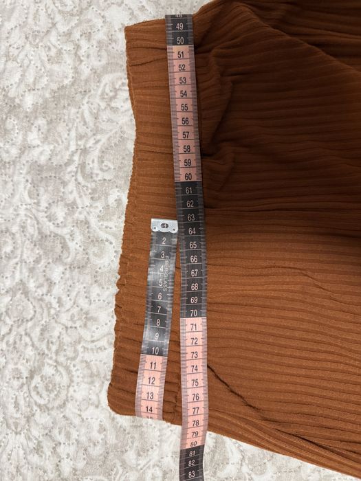 Compleu dama caramiziu casual elegant bluza si pantaloni evazati