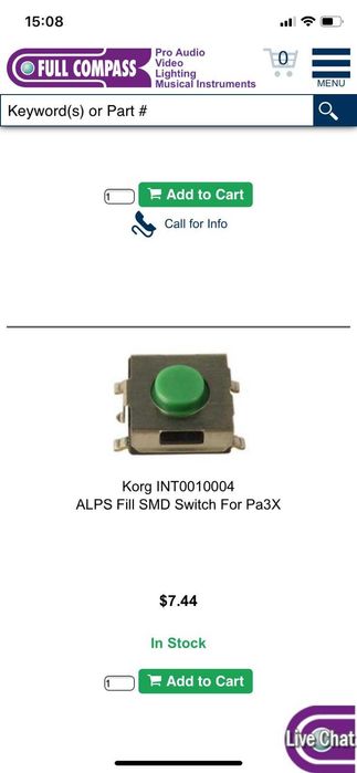 Contacti/Switch SMD Korg Pa3x/Pa4x/Pa5x Originali Italy/Korg Pa 2 Pini/Roland/Gem 4 Pini/Pedala Korg EC 5