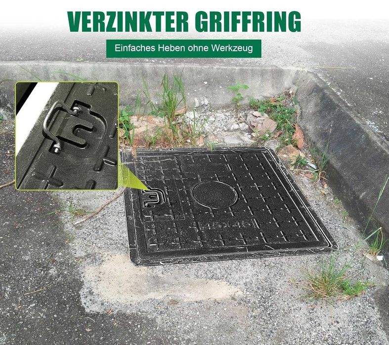 Capac si rama pentru camin 45x45 cm, din plastic ranforsat cu fibra de sticla (FRP), NOU, Factura