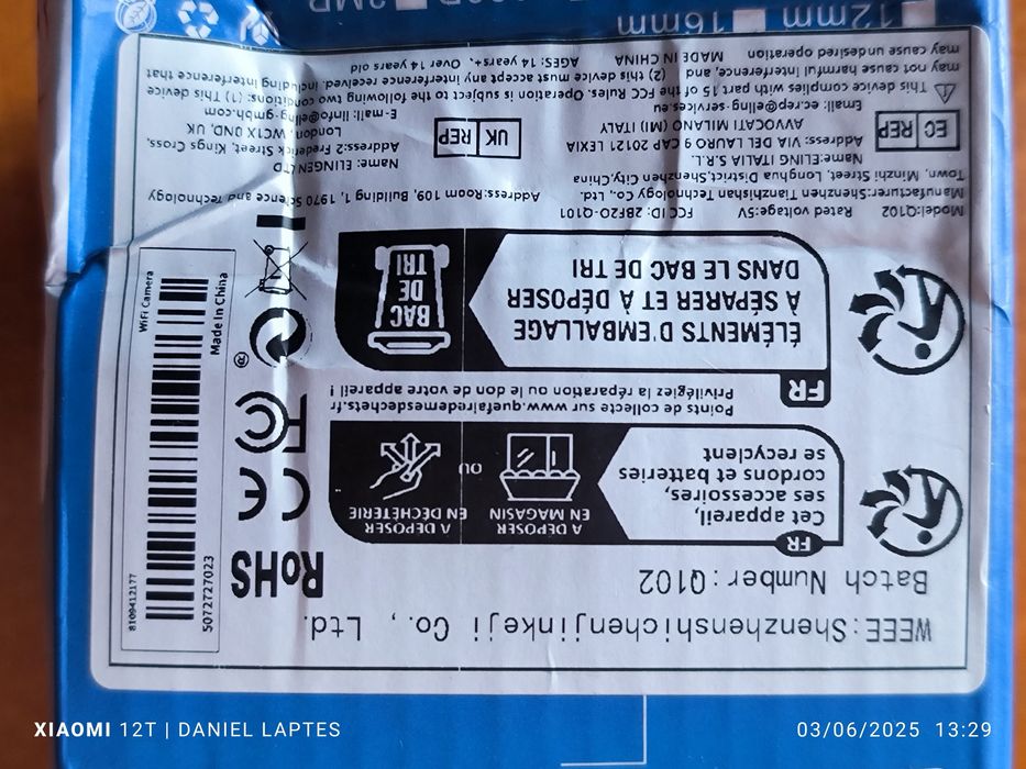Cameră de interior inteligentă HD 1080P wifi 2.4, Full HD, 2 MP