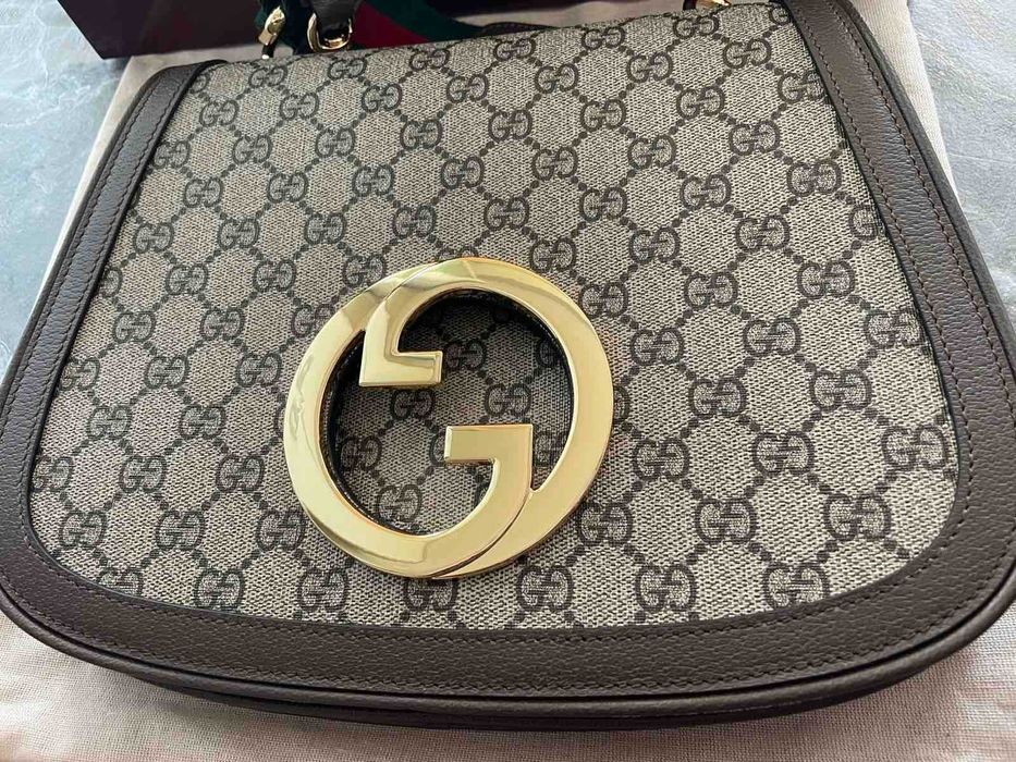 GUCCI Дамска чанта Гучи Blondie Кожена Текстилна презрамка Автентична