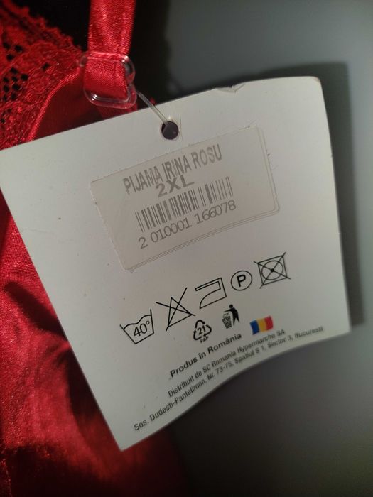 Pijama satin 2XL NOU cu etichetă roșie/furou pantaloni lungi