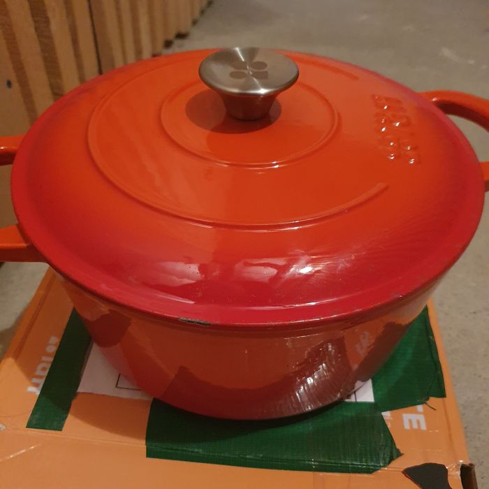 Oala din Fonta Emailata, 4.8l/26cm, portocalie - Lätt Home