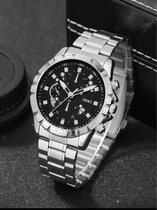 Мъжки кварцов часовник и дата и 1бр гривна