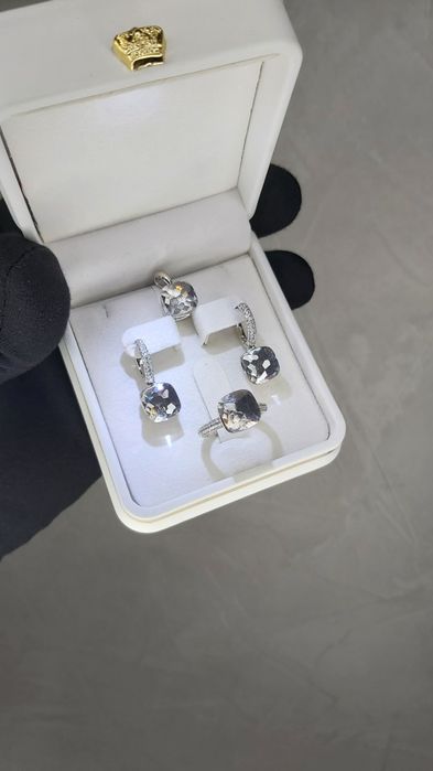 Kumush uzuk zirak sepochka Комплект кольца серги кулон цепочка серебро