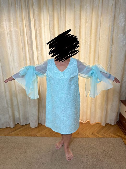 Rochie de ocazie, model deosebit, culoare turcoaz