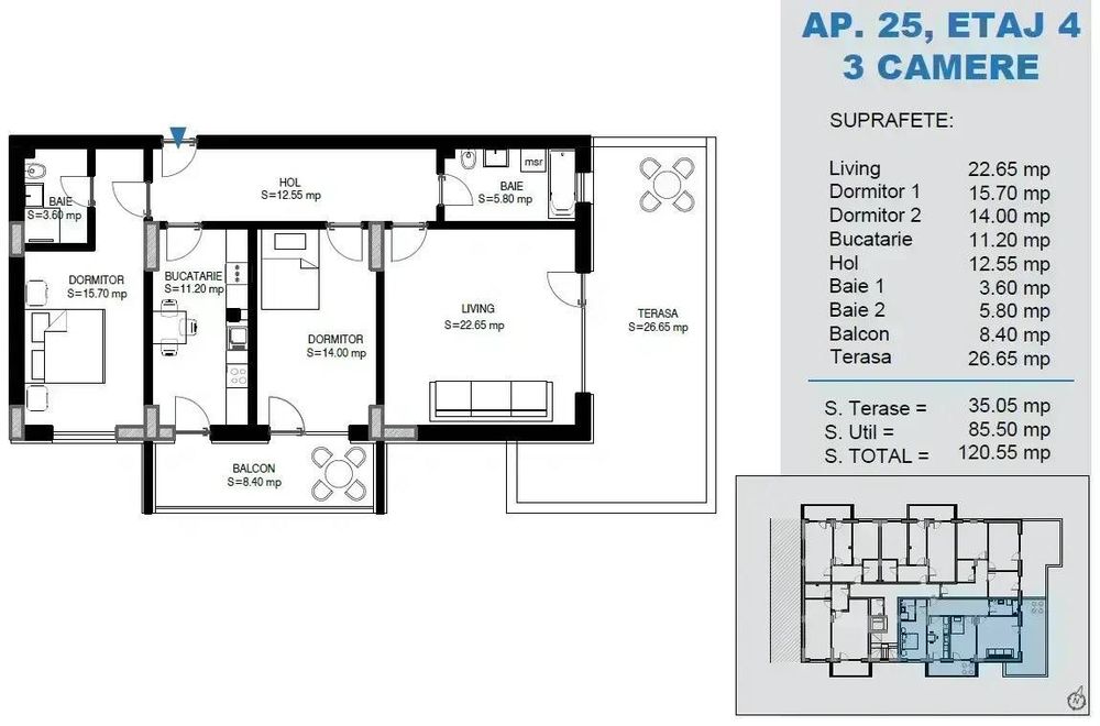 3 Camere cu Terasa, langa metrou, 0% comision, DEZVOLTATOR — fotografia 2