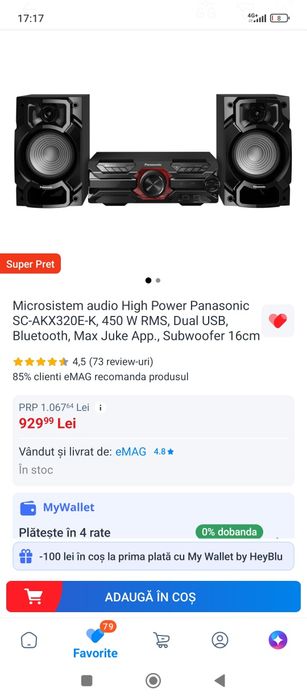 Sistem audio/combină High Power  Panasonic