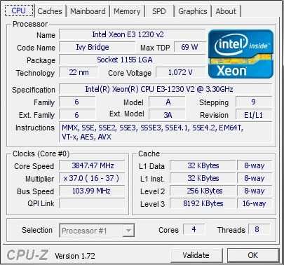 Процессор Intel Xeon E3 1230v2 socket 1155