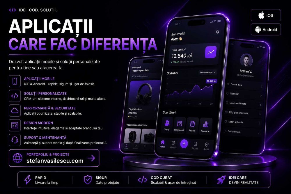 Dezvolt aplicații mobile și aplicații personalizate