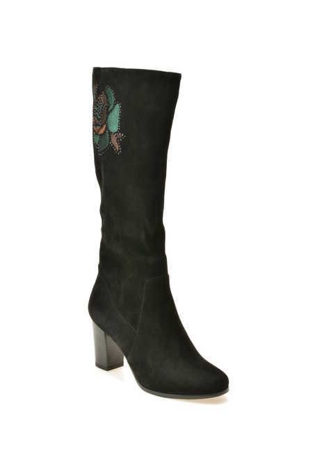 cizme negre Flavia Passini mar 37 piele intoarsa -gamba subtire