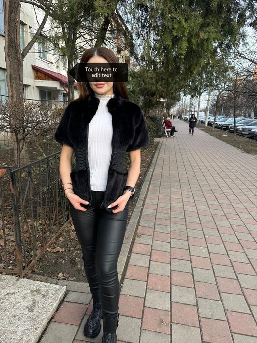 Vesta dama  cu blanita și  piele ecologica