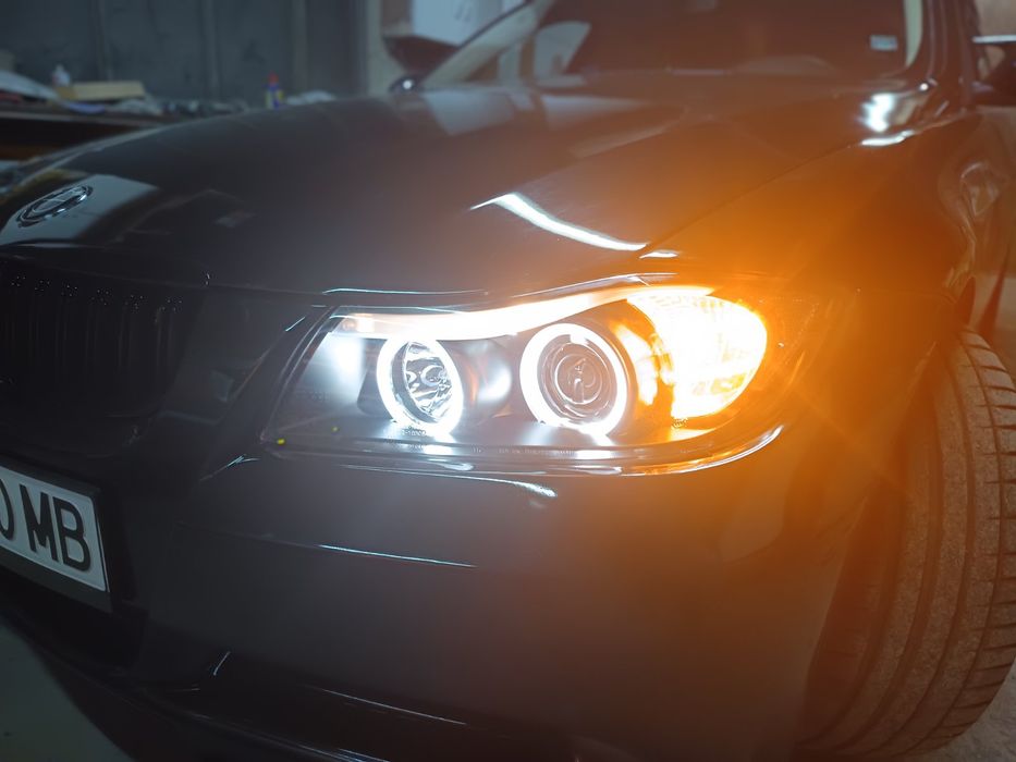 Фарове ЛЕД БМВ Е90 Е91 Затъмнени тунинг BMW E90 E91 Led ейнджъл айс