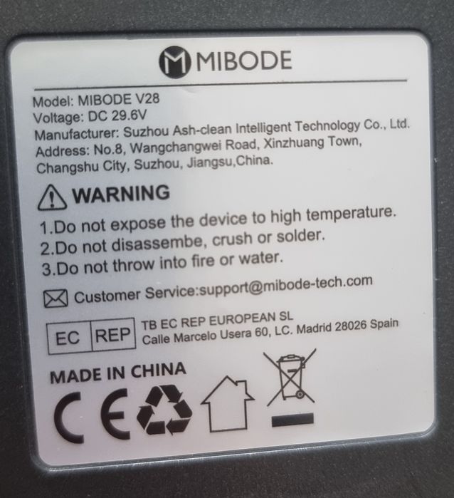 Правостояща прахосмукачка Mibode v28