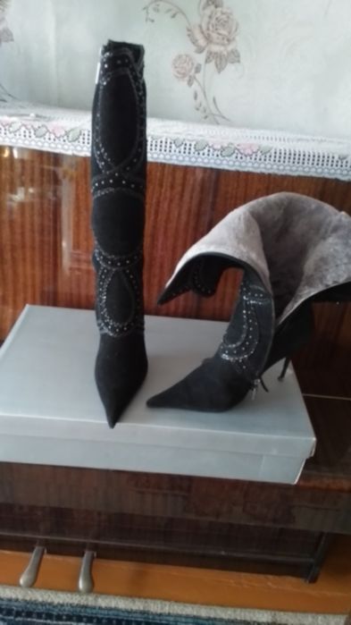 Сапоги зимние замша