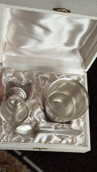 Set botez frantuzesc din argint placat