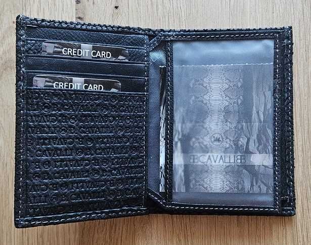 Мъжки кожен портфейл Cavalli Кавали черен от змийска кожа НОВ