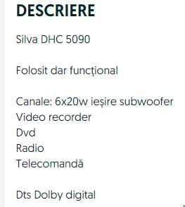 Aparat Combo Dvd/Vhs/Radio/Ampificator 120w