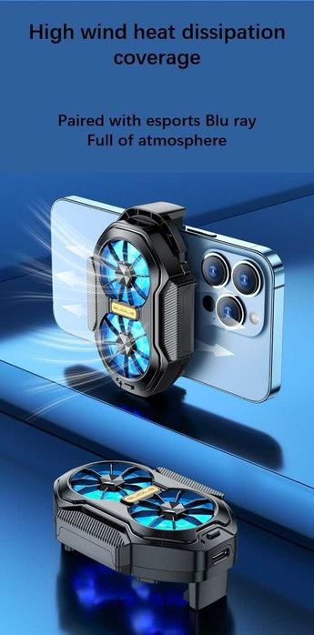 FS01 Мощен охладител за смартфон с двоен вентилатор – за Гейминг