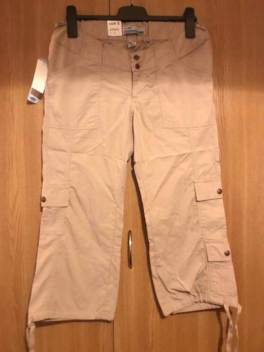 Pantaloni gravida bej Old Navy trei sferturi
