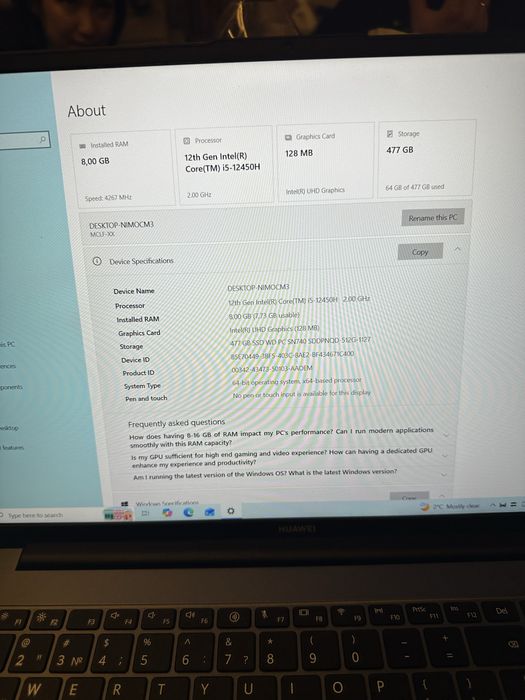 Продам ноутбук huawei 12 поколение