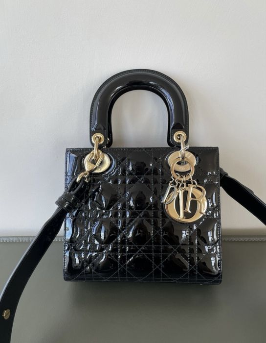 Dior lady mini patent leather чанта