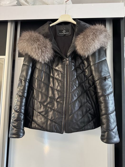 geaca de piele cu blana naturala