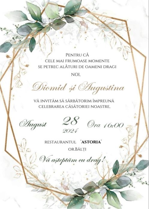 Invitatii personalizate pentru evenimente - plicuri, meniuri