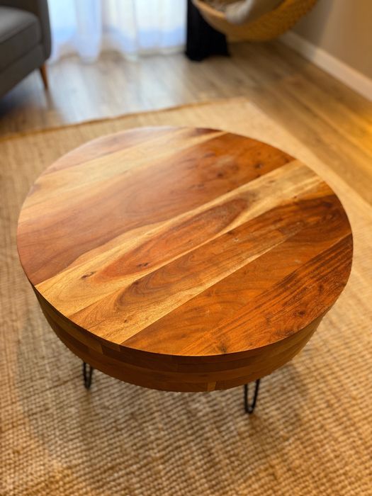 Masuta rotunda de cafea din lemn de mango